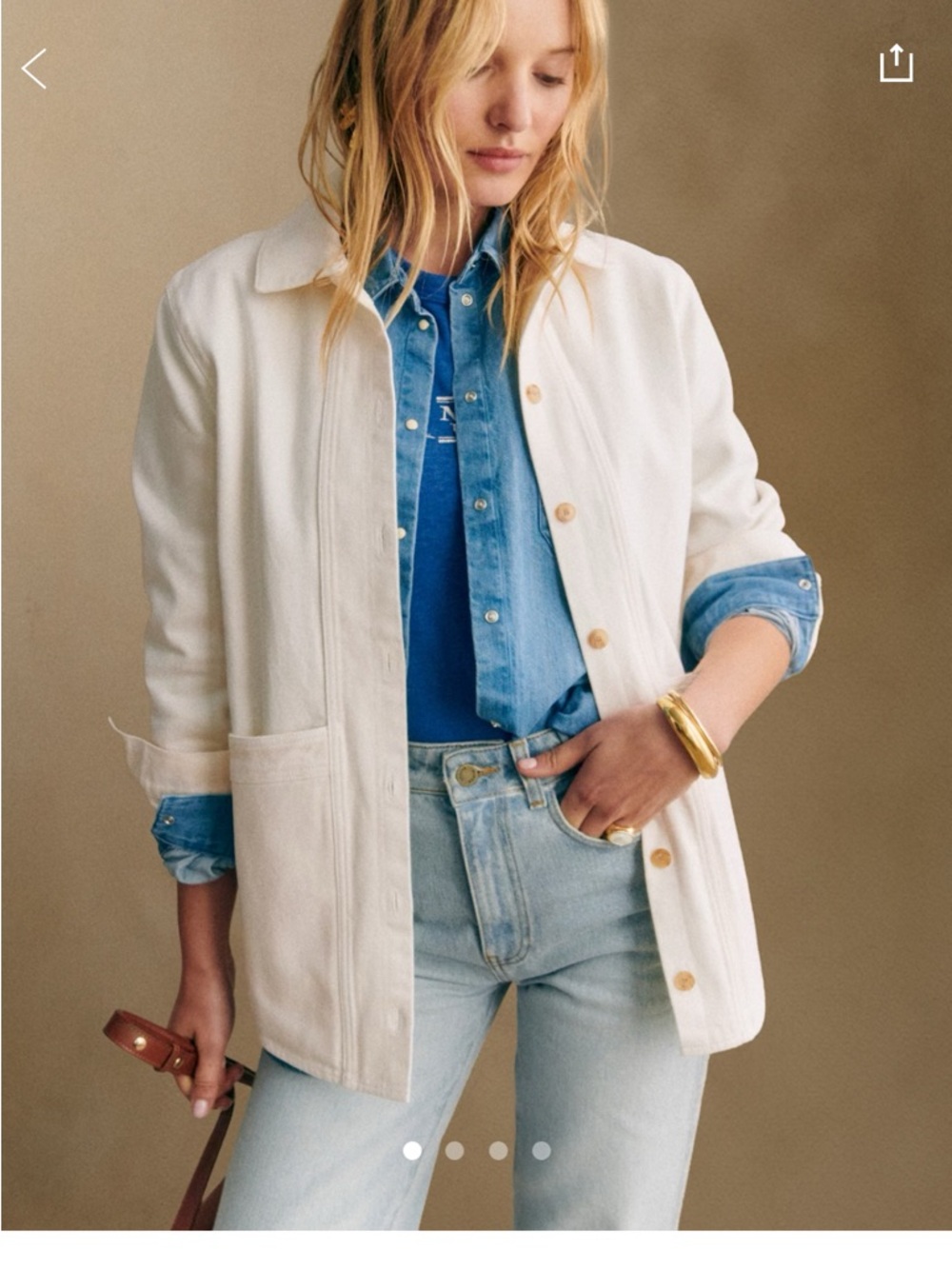 Sézane Will Jacket — Ecru Women's Lightweight Button-Front Coat